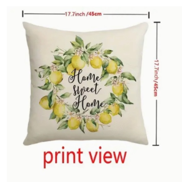 NEW LEMON HOME SWEET HOME LINEN DECORATIVE HOME DECOR PILLOW COVER 17.7" X 17.7" - Picture 2 of 4